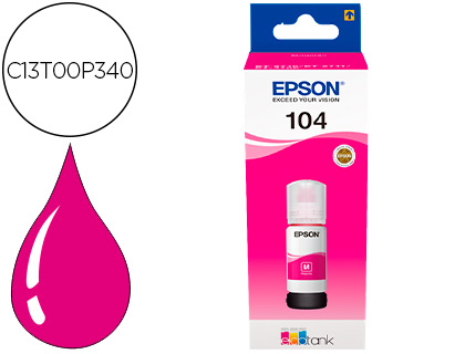 TINTA EPSON ECOTANK 104 ET-2710 / 2711 / 2712 / 2720 / 2726 / 4700 MAGENTA 7500 PAGINAS
