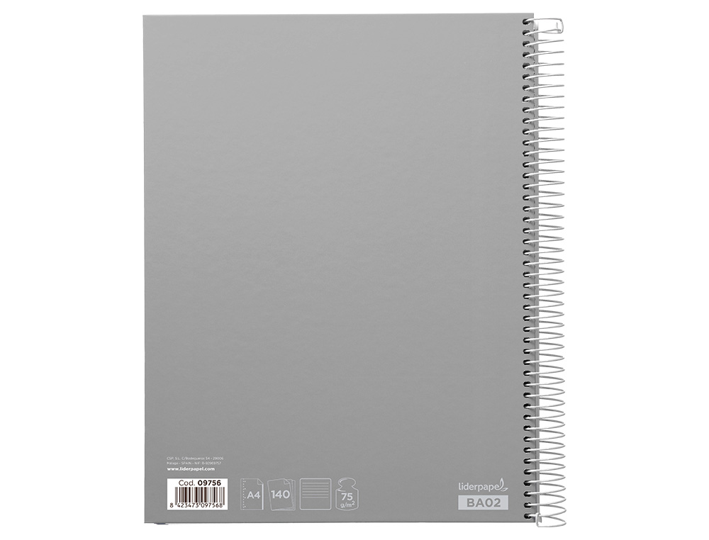 CUADERNO ESPIRAL LIDERPAPEL A4 MICRO JOLLY TAPA FORRADA 140H 75 GR HORIZONTAL 5 BANDAS4 TALADROS COLORES SURTIDOS