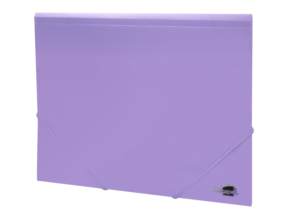 CARPETA LIDERPAPEL GOMAS TRES SOLAPAS POLIPROPILENO DIN A4 COLOR LAVANDA OPACO