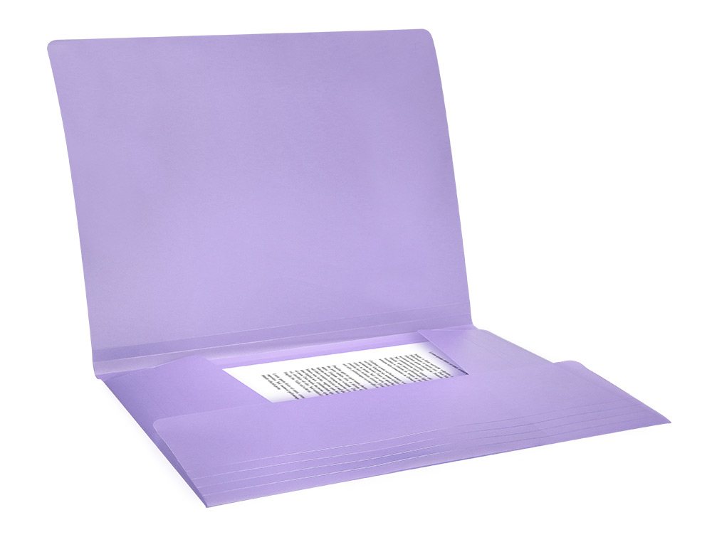 CARPETA LIDERPAPEL GOMAS TRES SOLAPAS POLIPROPILENO DIN A4 COLOR LAVANDA OPACO
