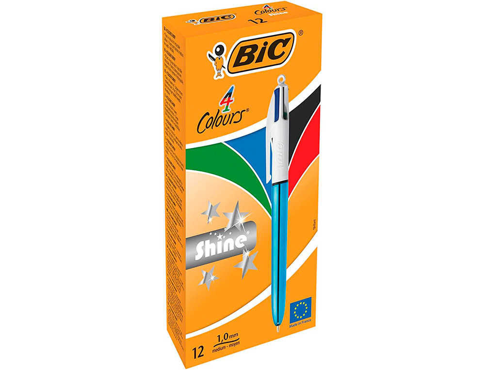 BOLIGRAFO BIC CUATRO COLORES SHINE AZUL PUNTA DE 1 MM