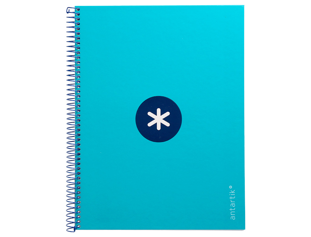 CUADERNO ESPIRAL A4 MICRO ANTARTIK TAPA FORRADA 80H 90 GR CUADRO 5MM 1 BANDA 4 TALADROS TURQUESA
