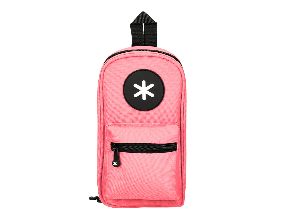 ESTUCHE PORTATODO ANTARTIK FORMA DE MOCHILA CON BOLSILLO Y 4 DEPARTAMENTOS COLOR CORAL 230X50X120 MM