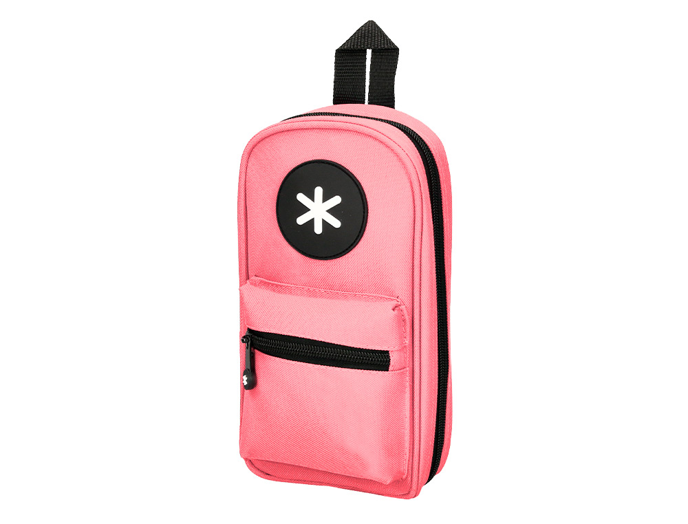 ESTUCHE PORTATODO ANTARTIK FORMA DE MOCHILA CON BOLSILLO Y 4 DEPARTAMENTOS COLOR CORAL 230X50X120 MM