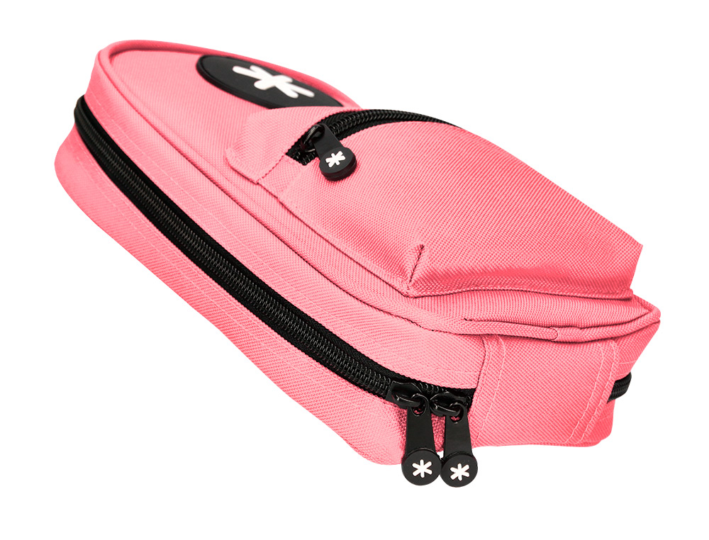 ESTUCHE PORTATODO ANTARTIK FORMA DE MOCHILA CON BOLSILLO Y 4 DEPARTAMENTOS COLOR CORAL 230X50X120 MM