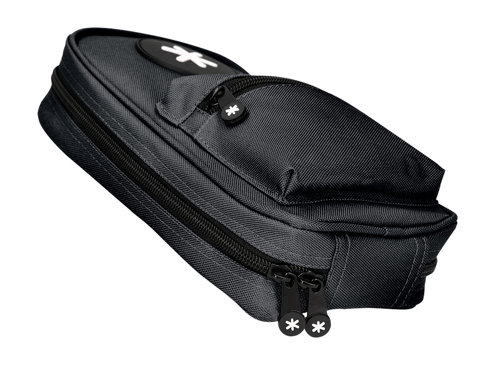ESTUCHE PORTATODO ANTARTIK FORMA DE MOCHILA CON BOLSILLO Y 4 DEPARTAMENTOS COLOR NEGRO 230X50X120 MM