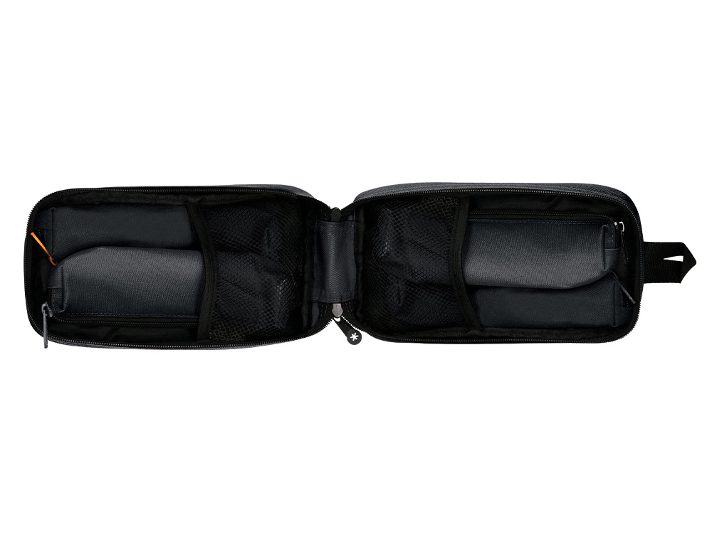 ESTUCHE PORTATODO ANTARTIK FORMA DE MOCHILA CON BOLSILLO Y 4 DEPARTAMENTOS COLOR NEGRO 230X50X120 MM