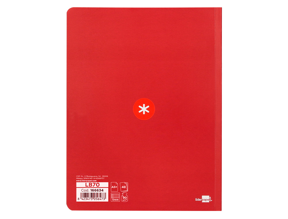 LIBRETA ANTARTIK A5+ PLUS COSIDA 48 HOJAS 90G/M2 CUADRO 5MM CON MARGEN 6 COLORES SURTIDOS