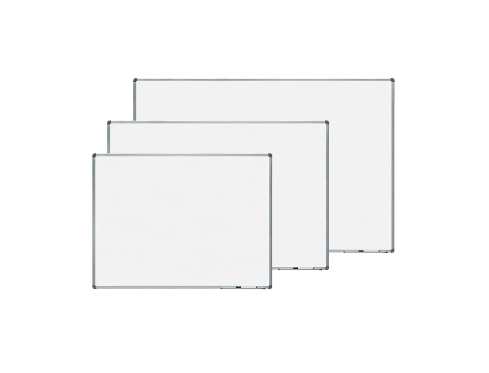 PIZARRA BLANCA ROCADA LACADA MAGNETICA MARCO ALUMINIO CON CANTONERAS 90X120 CM