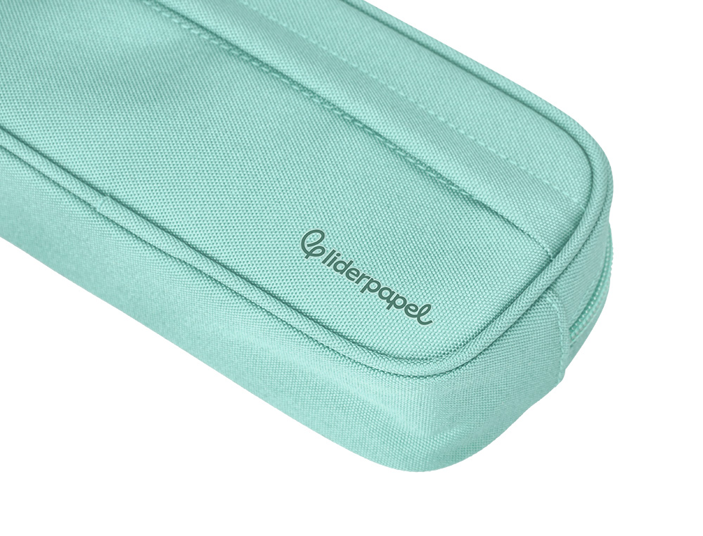 ESTUCHE PORTATODO LIDERPAPEL CLASSIC OVALADO 2 CREMALLERAS CON BOLSILLO DELANTERO 210X90MM VERDE MANZANA