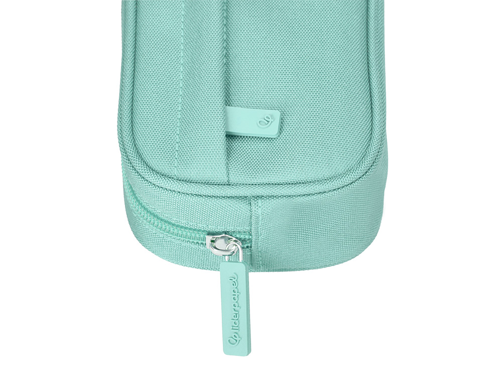 ESTUCHE PORTATODO LIDERPAPEL CLASSIC OVALADO 2 CREMALLERAS CON BOLSILLO DELANTERO 210X90MM VERDE MANZANA