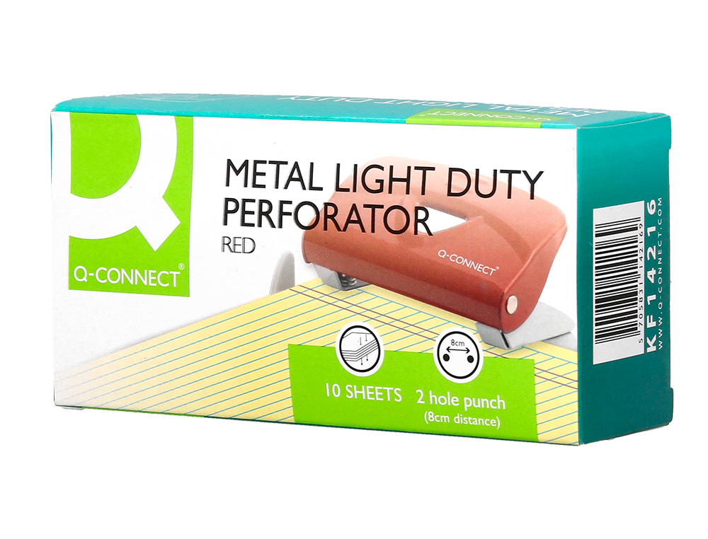TALADRADOR Q-CONNECT KF14216 ROJO ABERTURA 1 MM CAPACIDAD 10 HOJAS