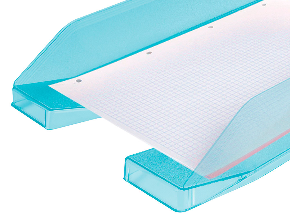 BANDEJA SOBREMESA PLASTICO Q-CONNECT TURQUESA TRANSPARENTE 240X70X340 MM