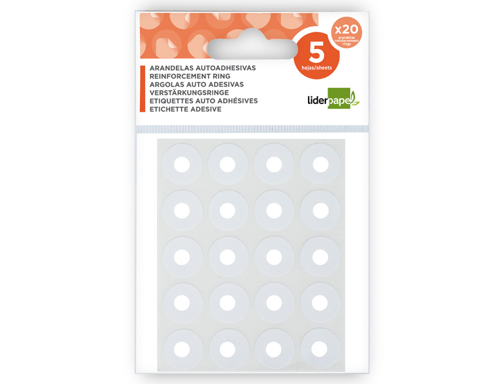 ARANDELA AUTOADHESIVA LIDERPAPEL BLANCA BLISTER DE 100 UNIDADES