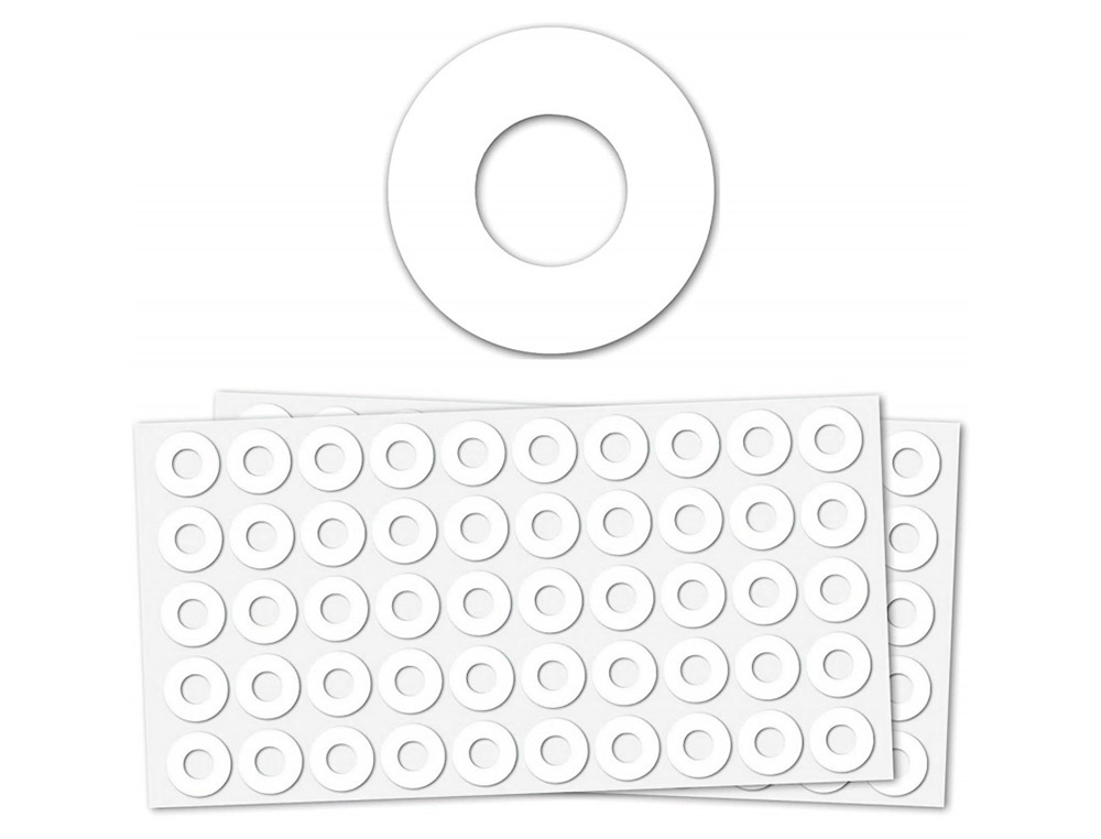 ARANDELA AUTOADHESIVA LIDERPAPEL BLANCA BLISTER DE 100 UNIDADES