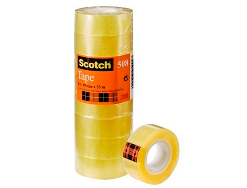 CINTA ADHESIVA SCOTCH ACORDEON 33 MT X 19 MM PACK DE 8 UNIDADES