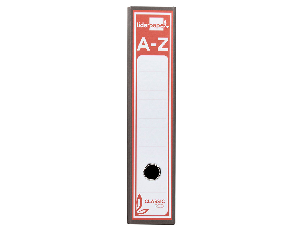ARCHIVADOR DE PALANCA LIDERPAPEL CARTON FORRADO FOLIO JASPEADO GRIS CON CAJA CLASSIC RED