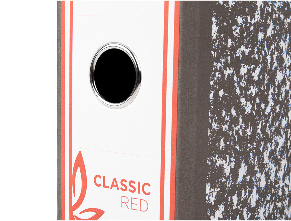 ARCHIVADOR DE PALANCA LIDERPAPEL CARTON FORRADO FOLIO JASPEADO GRIS CON CAJA CLASSIC RED