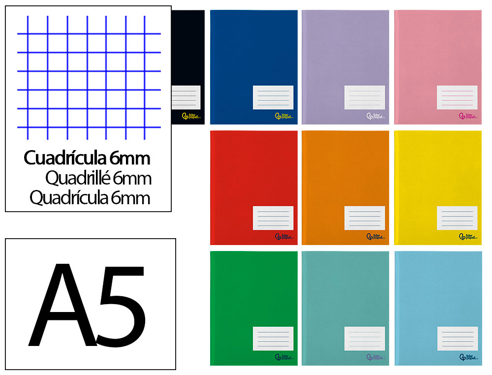 LIBRETA LIDERPAPEL SMART A5 PLUS 32 HOJAS 75G/M2 CUADRO 6MM CON MARGEN